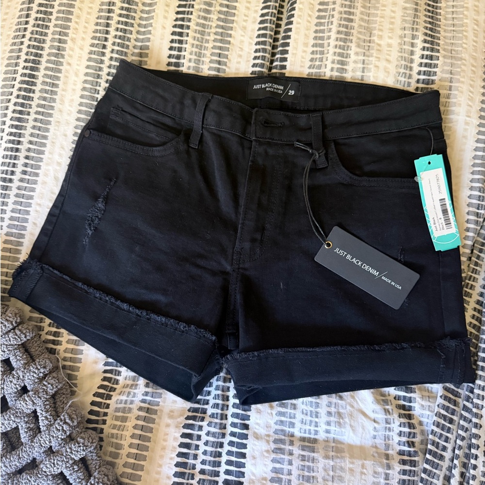 Just Black Denim Shorts with Cuff